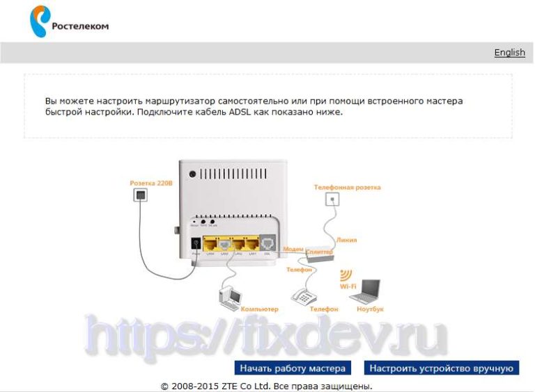 Настройка модема zte zxv10 h208l